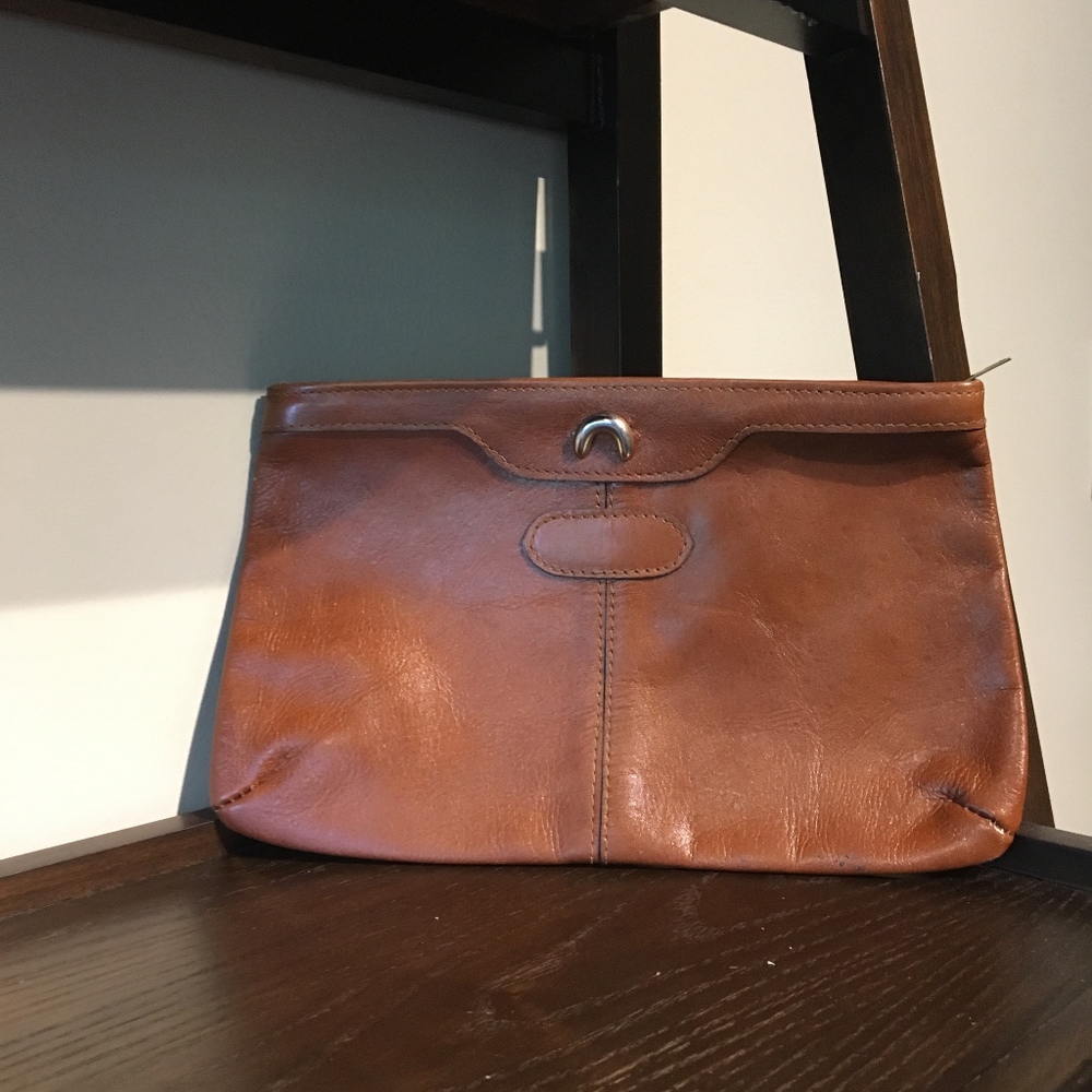 Vintage Brown Leather Clutch "Made in Brasil"